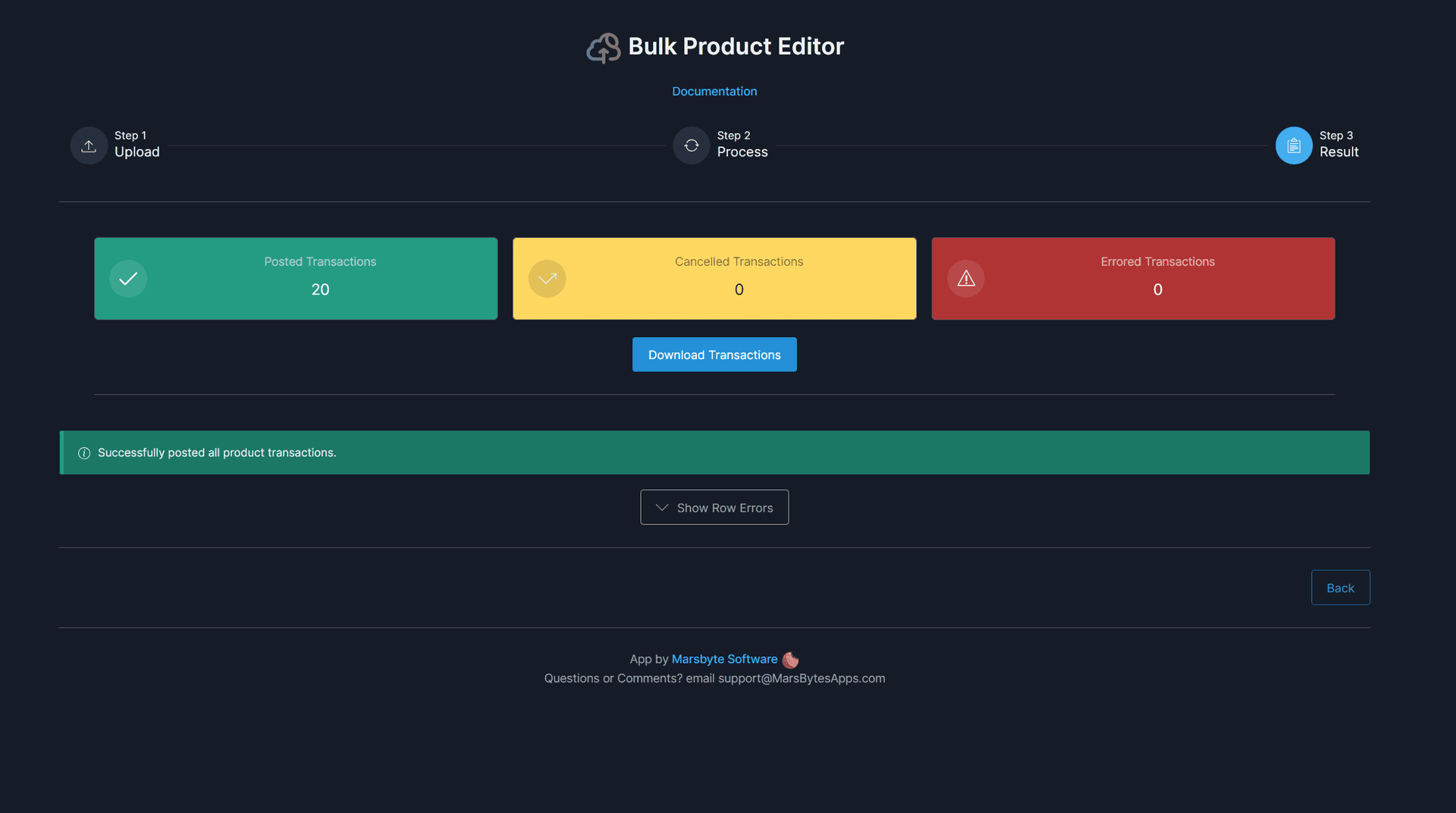 Successful processing results