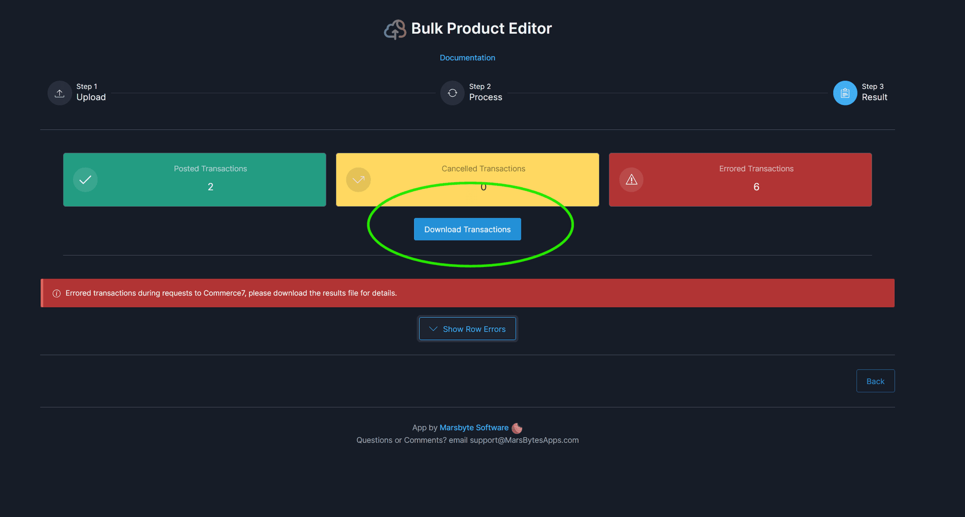 Download error report