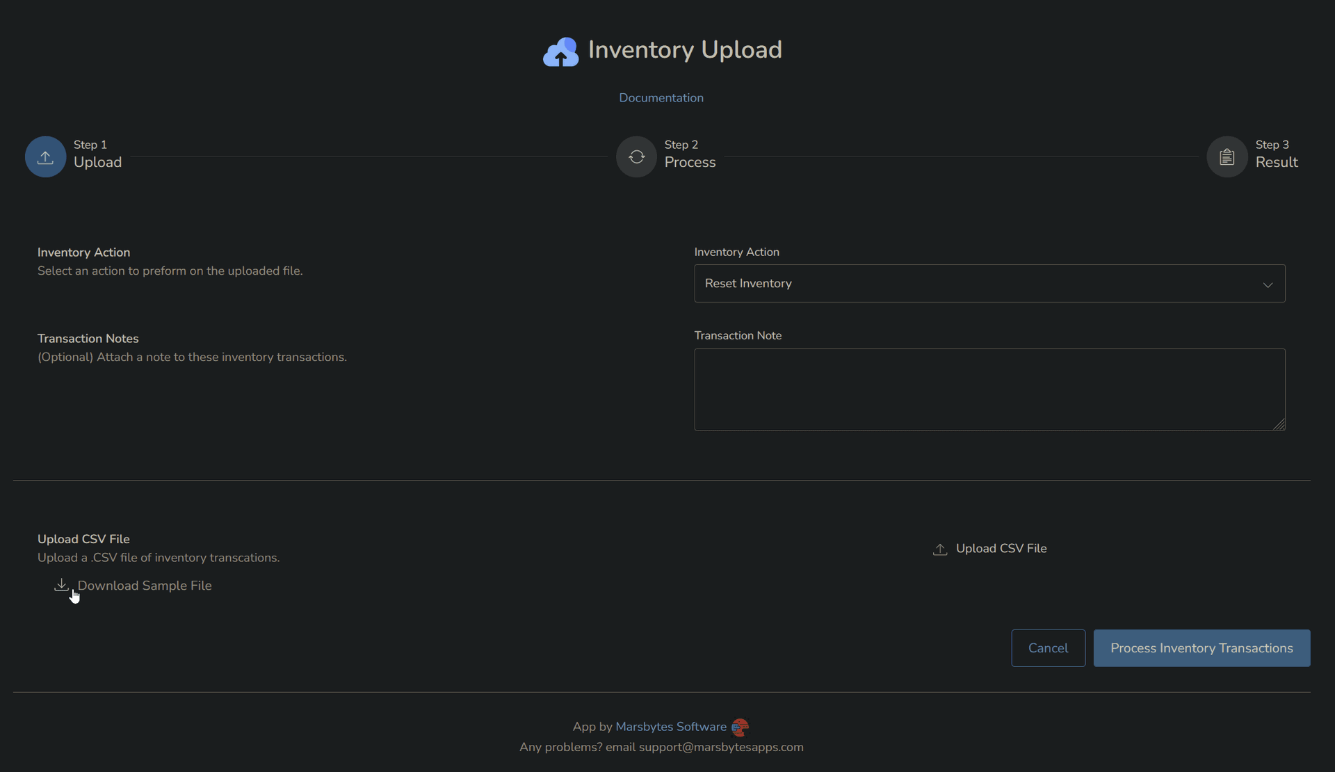 Download sample CSV template