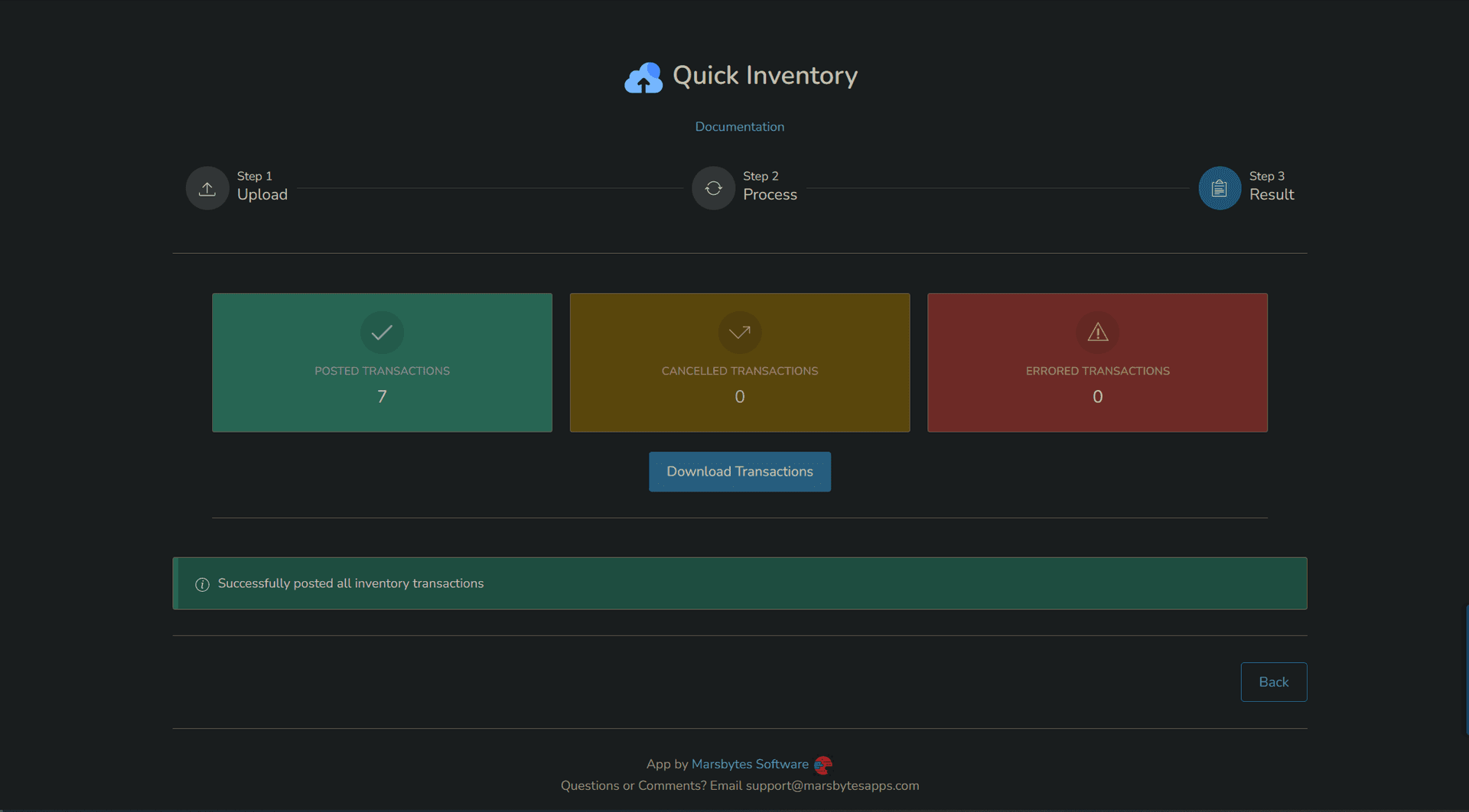 Successful processing results
