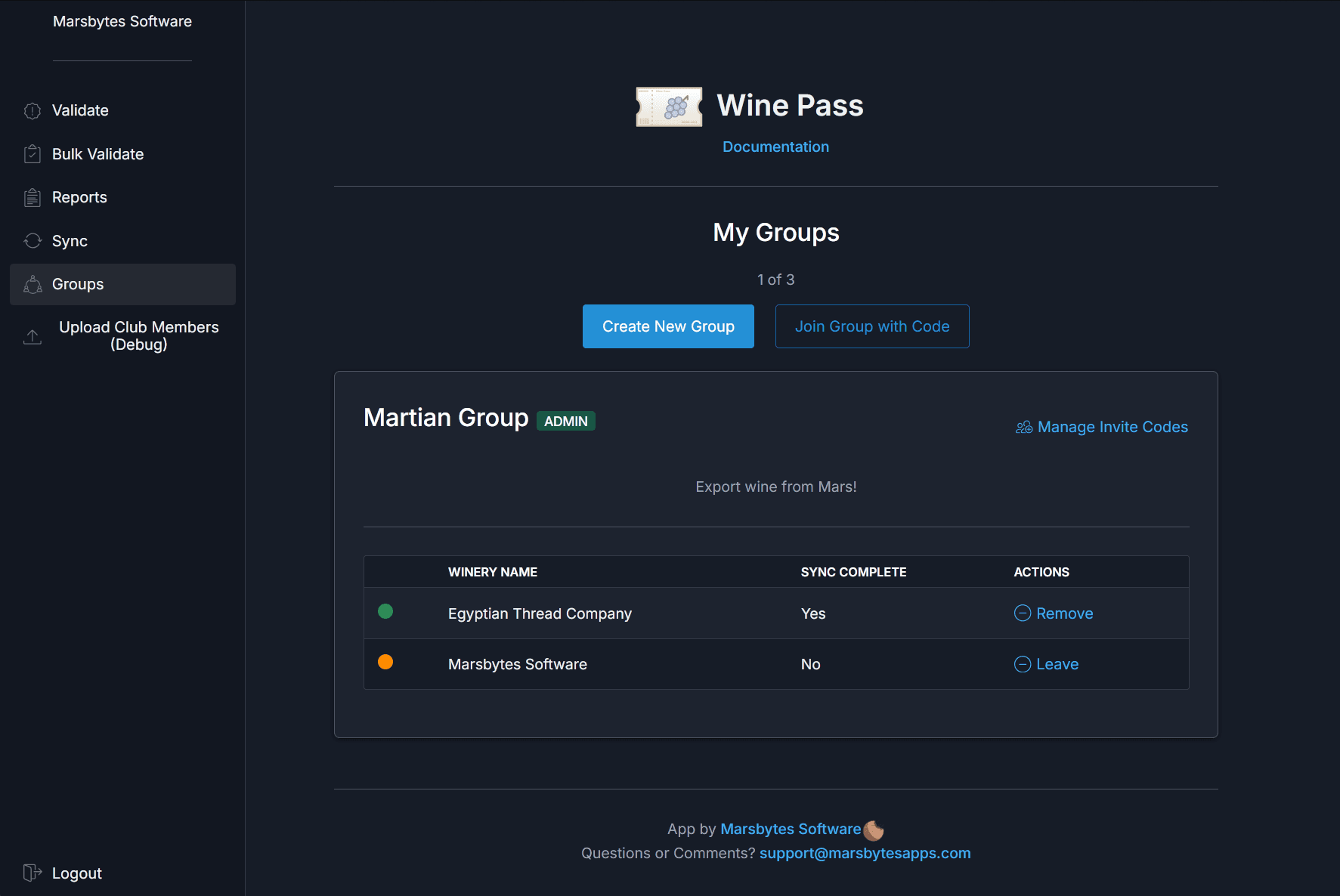 Group management dashboard