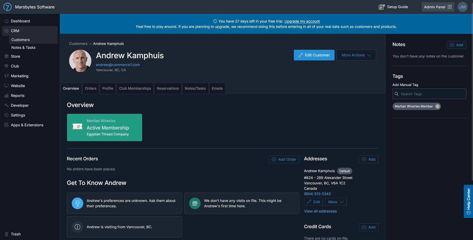 Customer validation on the customer detail page
