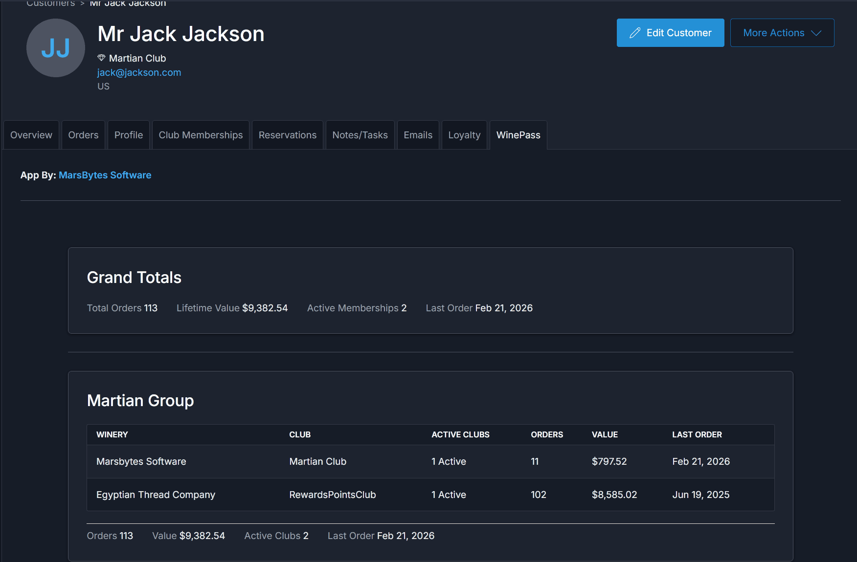 Shared customer info tab showing cross-tenant data