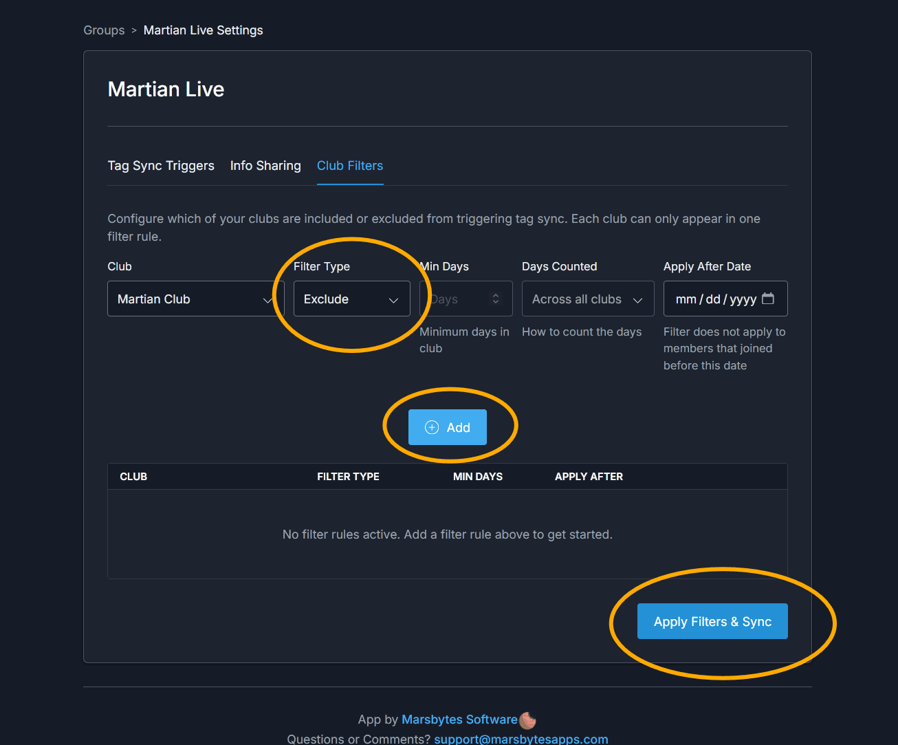 Creating an Exclude filter in the Wine Pass Filters tab
