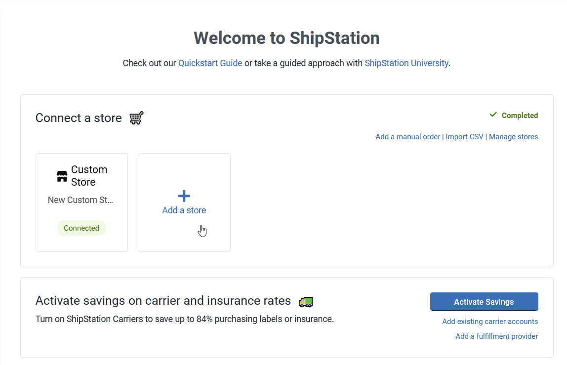 Add Store in ShipStation